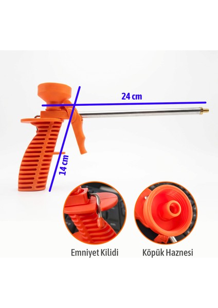 Turuncu Ergonomik Saplı Metal Uçlu Köpük Tabanca Hassas Uygulama Için Profesyonel Köpük Tabancası fırsatları