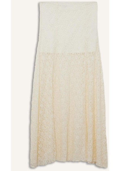 Afra x DeFacto A Form Yüksek Bel Dantel Maxi Etek F7820AX25AU