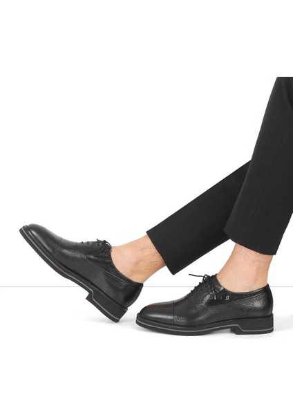 Erkek Siyah Bağcıklı Deri Ayakkabı