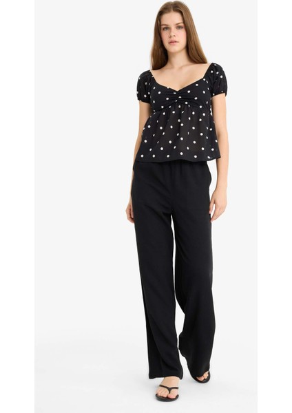 Wide Leg Cepli Yüksek Bel Standart Boy Keten Karışımlı Pantolon F5024AX25AU