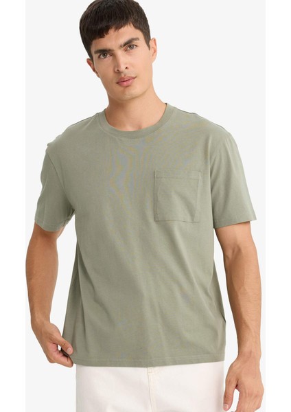 Bisiklet Yaka Penye Kısa Kollu Tişört F9767AX25SM