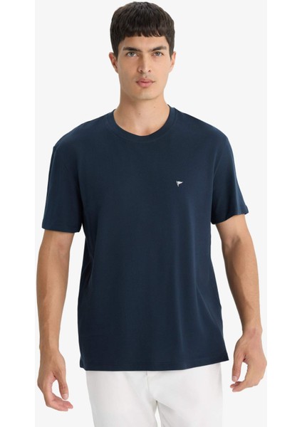 Bisiklet Yaka Pike Kısa Kollu Tişört F9897AX25SM