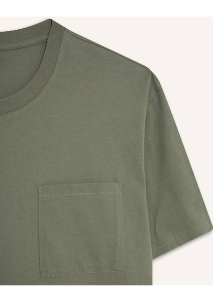 Bisiklet Yaka Penye Kısa Kollu Tişört F9767AX25SM