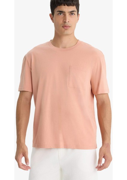 Bisiklet Yaka Penye Kısa Kollu Tişört F9767AX25SM