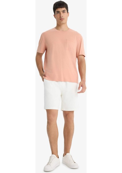 Bisiklet Yaka Penye Kısa Kollu Tişört F9767AX25SM