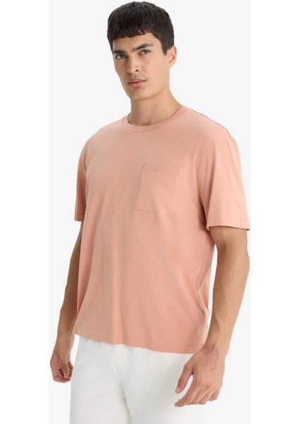 Bisiklet Yaka Penye Kısa Kollu Tişört F9767AX25SM