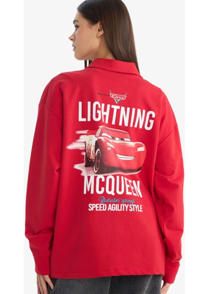 Coool Cars Oversize Geniş Kalıp Polo Yaka Sırt Baskılı Sweatshirt F8916AX25AU