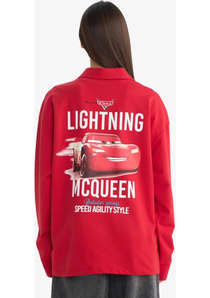 Coool Cars Oversize Geniş Kalıp Polo Yaka Sırt Baskılı Sweatshirt F8916AX25AU