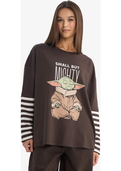 Star Wars Oversize Geniş Kalıp Bisiklet Yaka Uzun Kollu Tişört F8917AX25AU