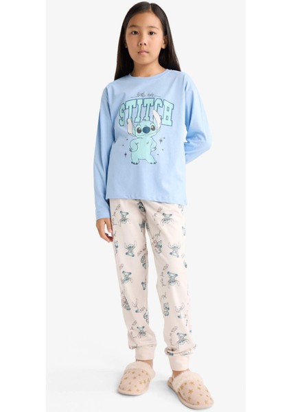 Kız Çocuk Disney Lilo & Stitch Pijama Takımı Uzun Kollu Üst Uzun Alt F7357A825AU