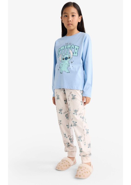 Kız Çocuk Disney Lilo & Stitch Pijama Takımı Uzun Kollu Üst Uzun Alt F7357A825AU