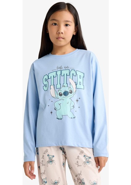 Kız Çocuk Disney Lilo & Stitch Pijama Takımı Uzun Kollu Üst Uzun Alt F7357A825AU