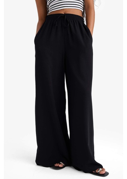 Wide Leg Yüksek Bel Keten Karışımlı Pantolon E0127AX25AU