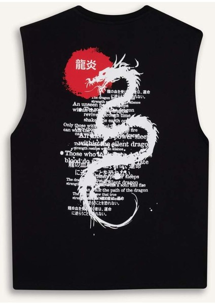 Boxy Fit Baskılı Bisiklet Yaka Atlet G0020AX25HS