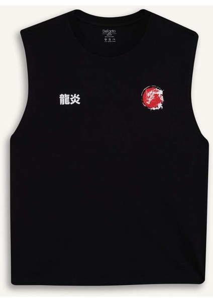 Boxy Fit Baskılı Bisiklet Yaka Atlet G0020AX25HS