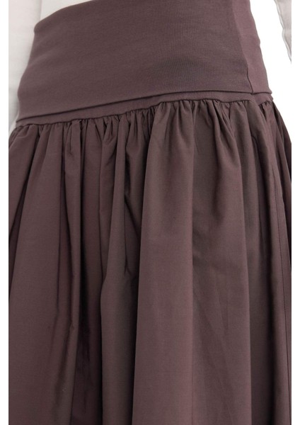 A Kesim Yüksek Bel Poplin Midi Etek F7993AX25AU