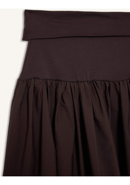 A Kesim Yüksek Bel Poplin Midi Etek F7993AX25AU