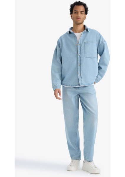 Oversize Geniş Kalıp Jean Uzun Kollu Gömlek F0382AX25AU