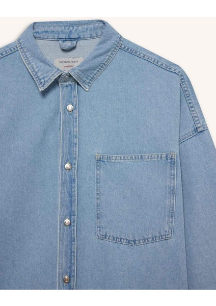 Oversize Geniş Kalıp Jean Uzun Kollu Gömlek F0382AX25AU