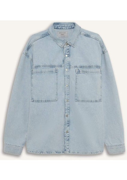 Oversize Geniş Kalıp Jean Uzun Kollu Gömlek F8312AX25AU