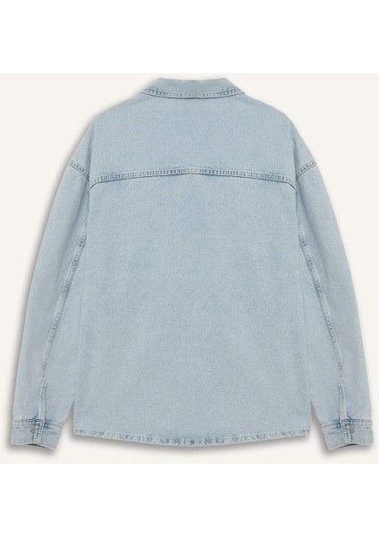 Oversize Geniş Kalıp Jean Uzun Kollu Gömlek F8312AX25AU