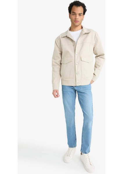 Relax Fit Düğmeli Cepli Denim Ceket F8273AX25AU