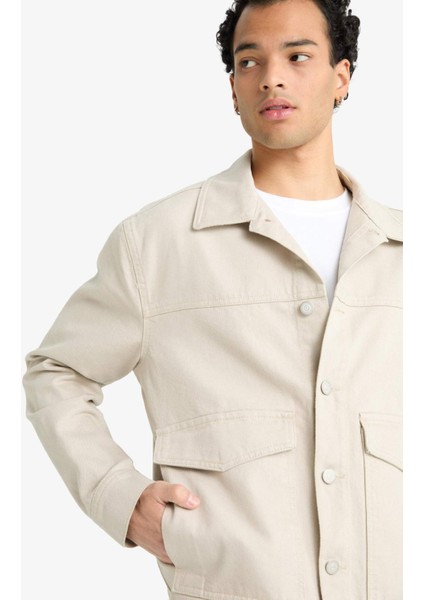 Relax Fit Düğmeli Cepli Denim Ceket F8273AX25AU