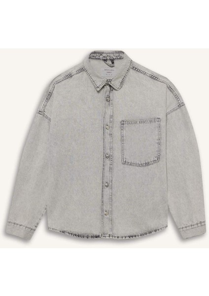 Oversize Geniş Kalıp Jean Uzun Kollu Gömlek E8429AX25AU