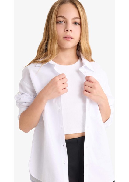 Kız Çocuk 2'li Takım Okul Oxford Uzun Kollu Gömlek Tişört F9954A825AU