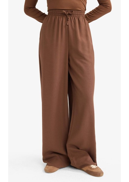 Wide Leg Yüksek Bel Keten Karışımlı Pantolon E0127AX25AU