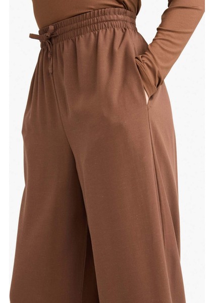 Wide Leg Yüksek Bel Keten Karışımlı Pantolon E0127AX25AU
