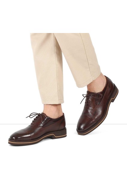 Erkek Kahverengi Bağcıklı Deri Ayakkabı fiyatları