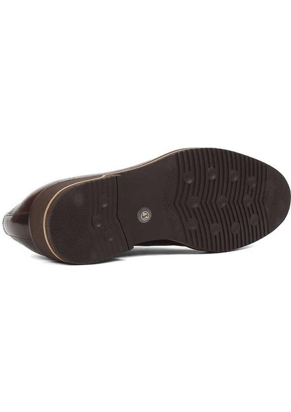 Erkek Kahverengi Bağcıklı Deri Ayakkabı