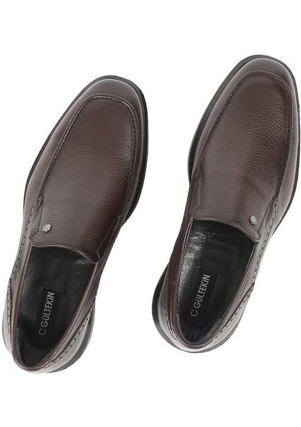 Erkek Kahverengi Kalın Tabanlı Deri Loafer