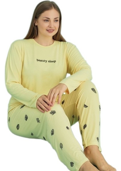 Linay Collection Kadın Büyük Beden Pijama Takımı Yumuşak Dokulu Rahat