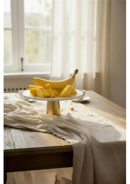 Mermer Beyaz 25 cm Mat Altın Konik Ayak Sunumluk indirimleri