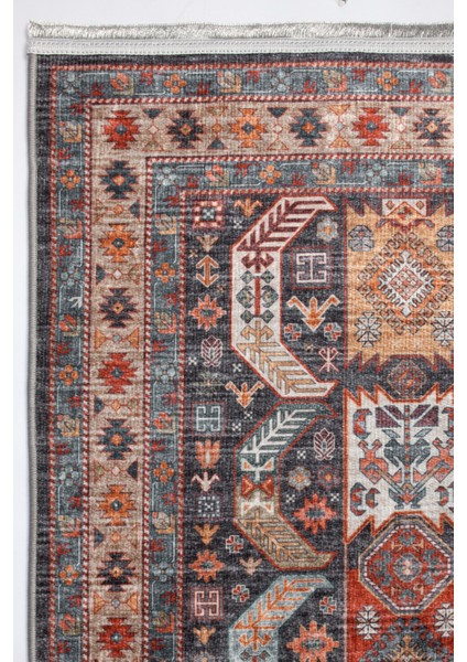 Türkmen Gloria Klasik TD1873 Halı Kilim Kaymaz Taban Yıkanabilir Salon Mutfak Kesme Yolluk