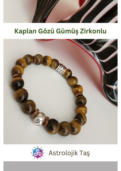 Kaplan Gözü Doğal Taş Bileklik (Gümüş Rengi Yuvarlak Charmlı) indirimleri