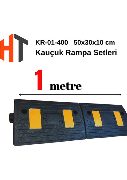 10 cm Kauçuk Rampa Seti 1 Metre - Otopark Rampası, Kablo Kanallı, Kaldırım Rampası 50 x 30 x 10 cm