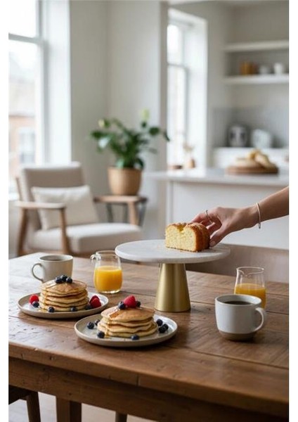 Traverten 25 cm Mat Altın Konik Ayak Sunumluk