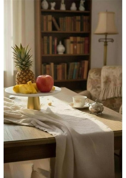 Mermer Beyaz 28 cm Mat Altın Konik Ayak Sunumluk modelleri