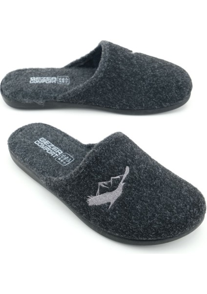 Erkek Kışlık Keçe Çıkarılabilir Cırt Cırtlı Iç Taban Rahat Ev Bahçe Terlik