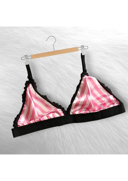 Pembe Çizgili Saten Bralet Şort Pijama Takımı fiyatları