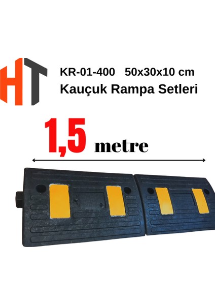 10 cm Kauçuk Rampa Seti 1,5 Metre - Otopark Rampası, Kablo Kanallı, Kaldırım Rampası 50 x 30 x 10 cm