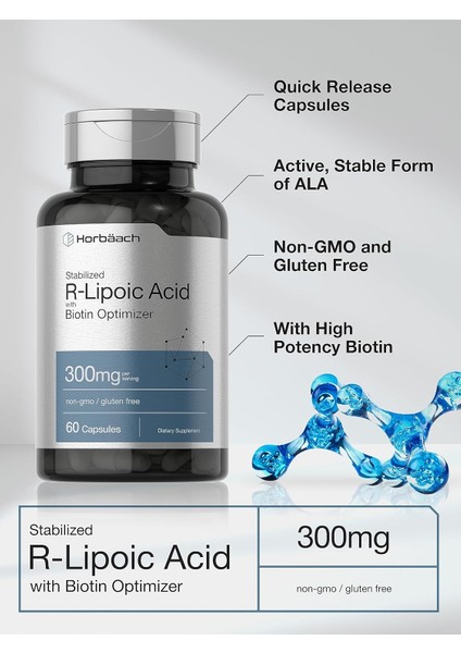 Horbäach Stabilized R-Lipoic Acid Biotin Optimizer Na-Rala 300MG 60 Caps