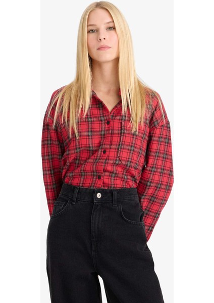 Coool Overshirt Fit Kareli Uzun Kollu Gömlek