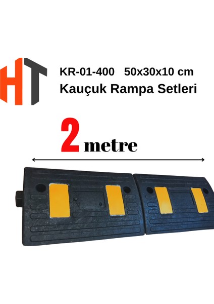 10 cm Kauçuk Rampa Seti 2 Metre - Otopark Rampası, Kablo Kanallı, Kaldırım Rampası 50 x 30 x 10 cm