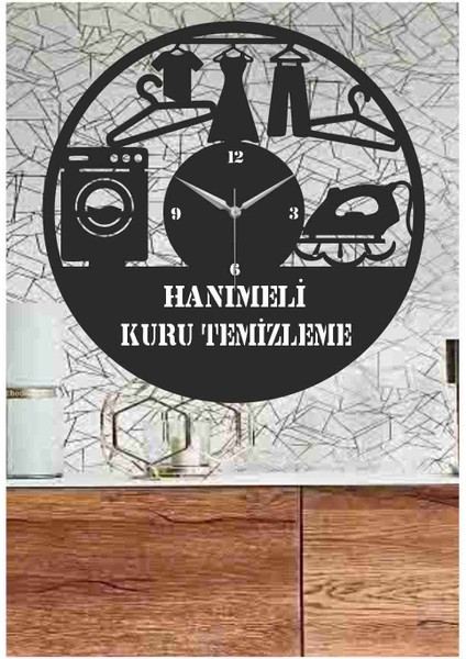 Kuru Temizleme Temalı Ahşap Duvar Saati 50 cm fiyatları