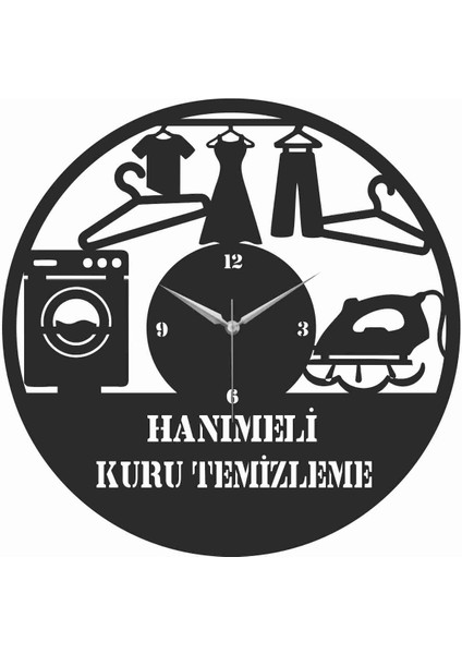 Kuru Temizleme Temalı Ahşap Duvar Saati 50 cm modelleri