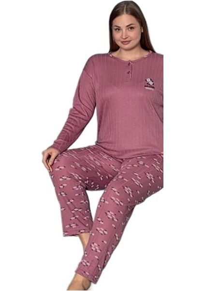 Linay Collection Kadın Büyük Beden Pijama Takımı Yumuşak Dokulu Rahat